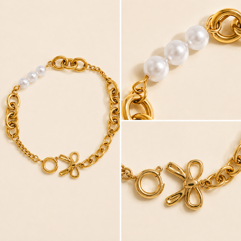 Helmi Pearl Heart Bracelet pearl and heart detail