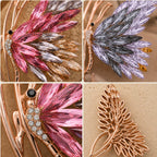 Four close views of the Isla brooch showing both gradients, stone settings and accurate pin closure