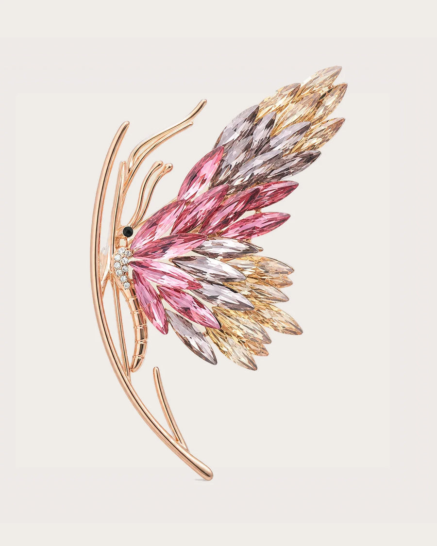 Isla Gradient Butterfly Brooch on a soft warm grey background