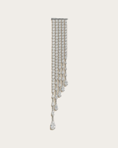 Kajo Crystal Cascade Brooch on a soft warm grey background