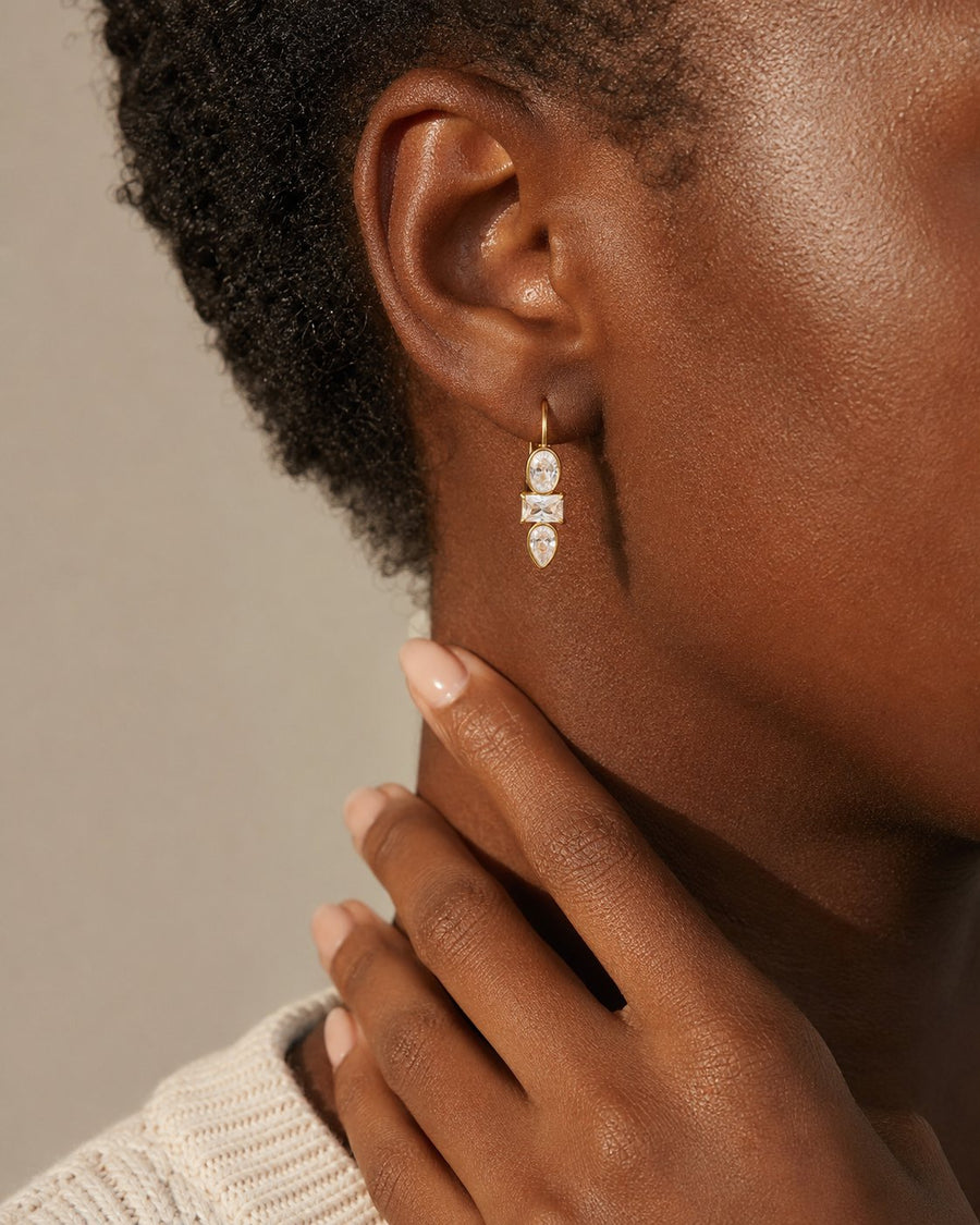 Liora Mixed-Cut Crystal Huggie Earrings