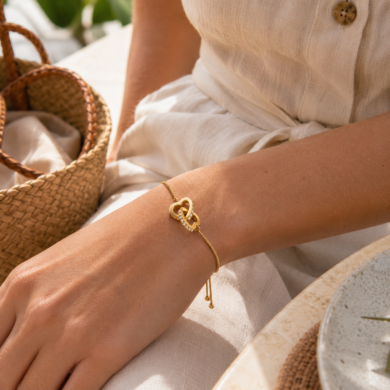 Lovi Heart Knot Bracelet styled on wrist