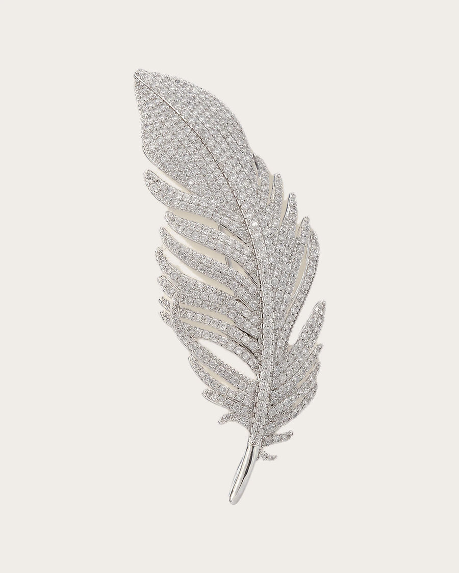 Lumi Crystal Feather Brooch