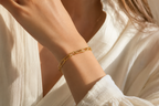 Lyra Paperclip Chain Bracelet worn on wrist
