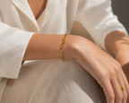 Lyra Paperclip Chain Bracelet styled on wrist