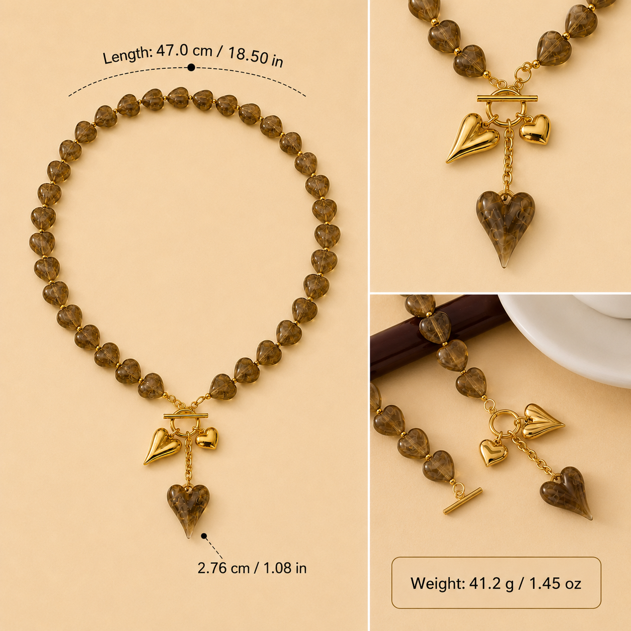 Maren Heart Toggle Necklace size guide