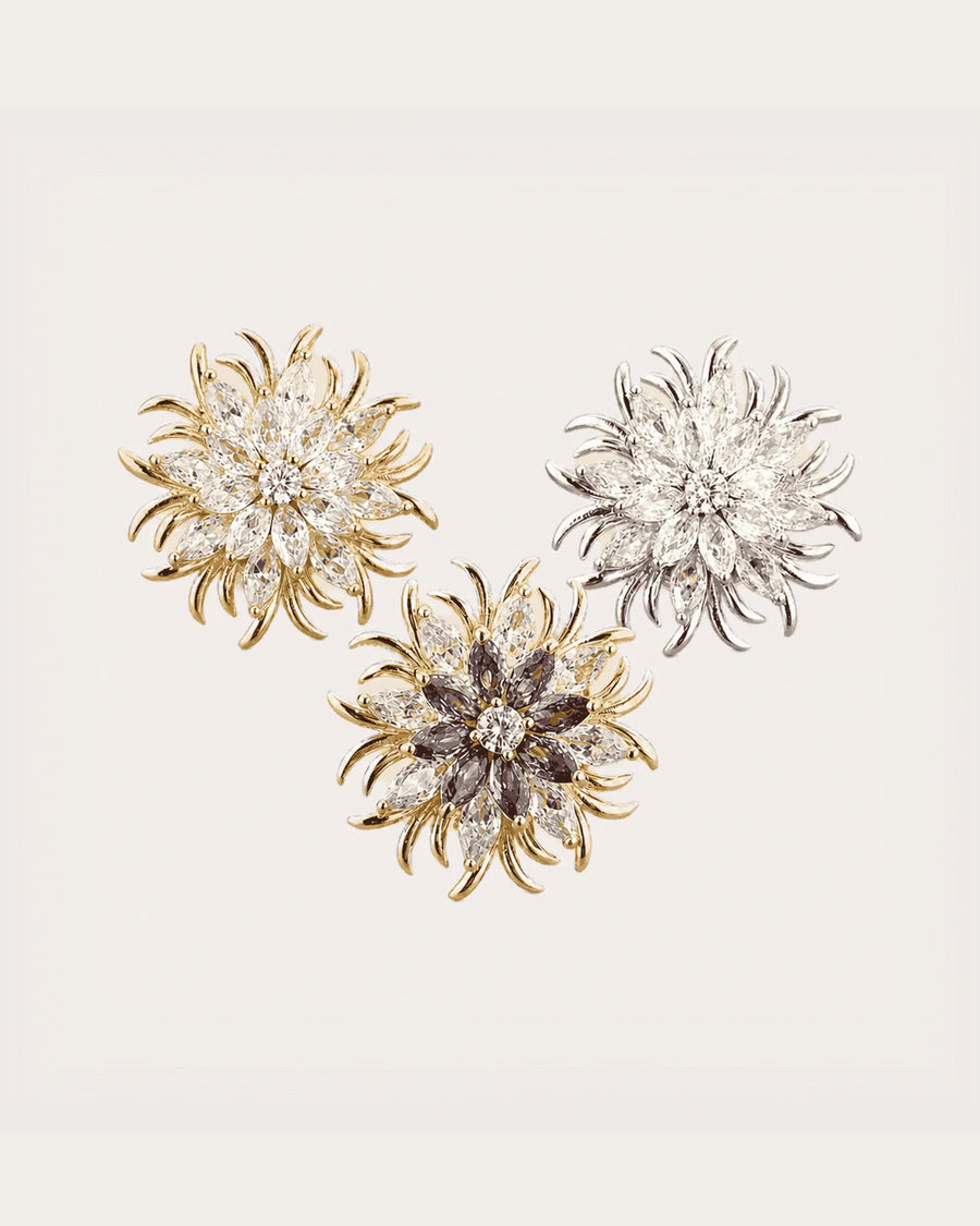 Meri Magnetic Bloom Brooch on a soft warm grey background