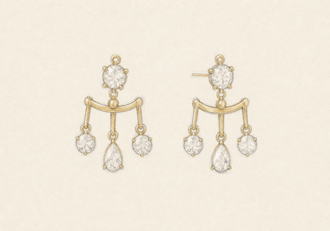 Framed zircon drops