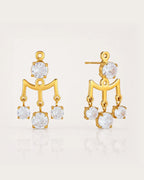 Mira Lantern Zircon Earrings on a soft warm grey background