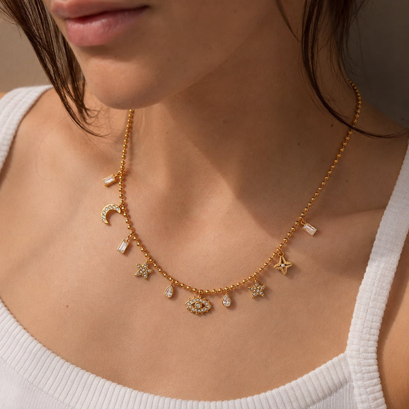 Nocturne Eye Charm Necklace worn as Luna Drop