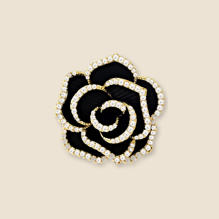 Noir Camellia Brooch