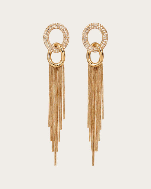 Hohto Pavé Tassel Earrings on a soft warm grey background