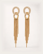 Hohto Pavé Tassel Earrings on a soft warm grey background