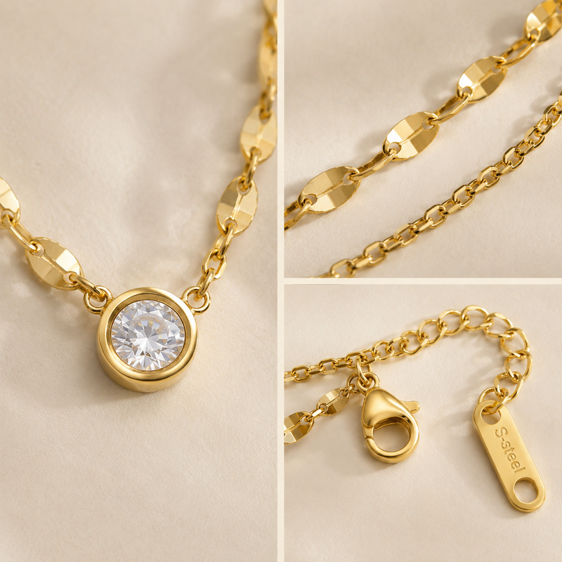 Selene Orbit Zircon Anklet zircon and chain detail