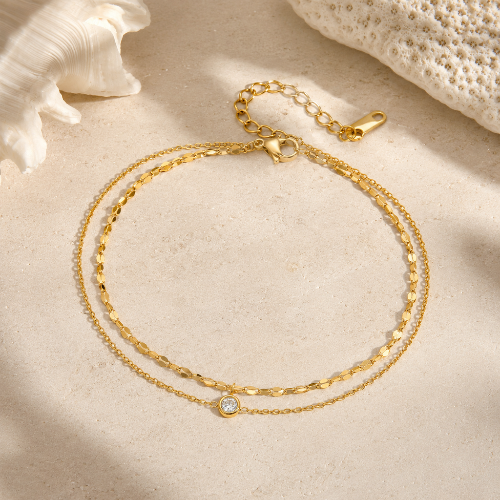 Selene Orbit Zircon Anklet still life