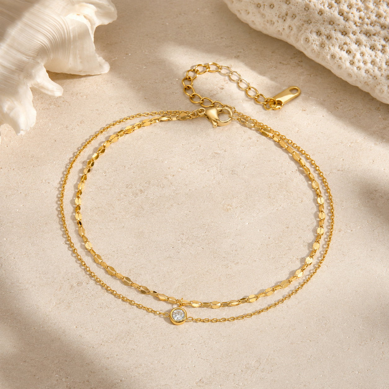 Selene Orbit Zircon Anklet still life