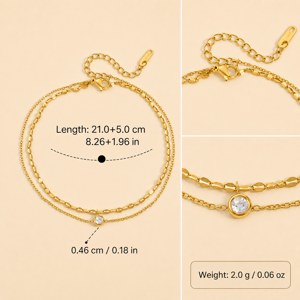 Selene Orbit Zircon Anklet size guide