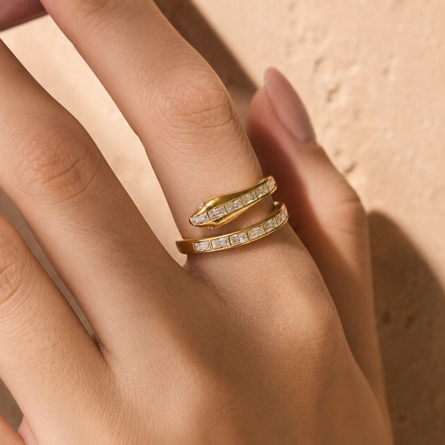 Serra Crystal Coil Ring