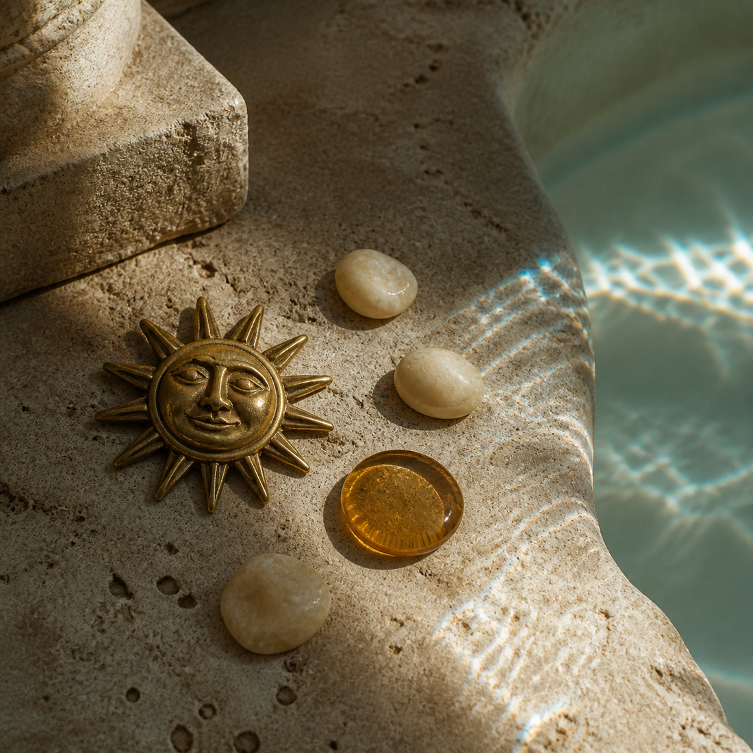 Sun over pale water
