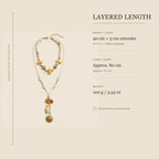 Solara Layered Talisman Necklace short and long layer measurements with product weight