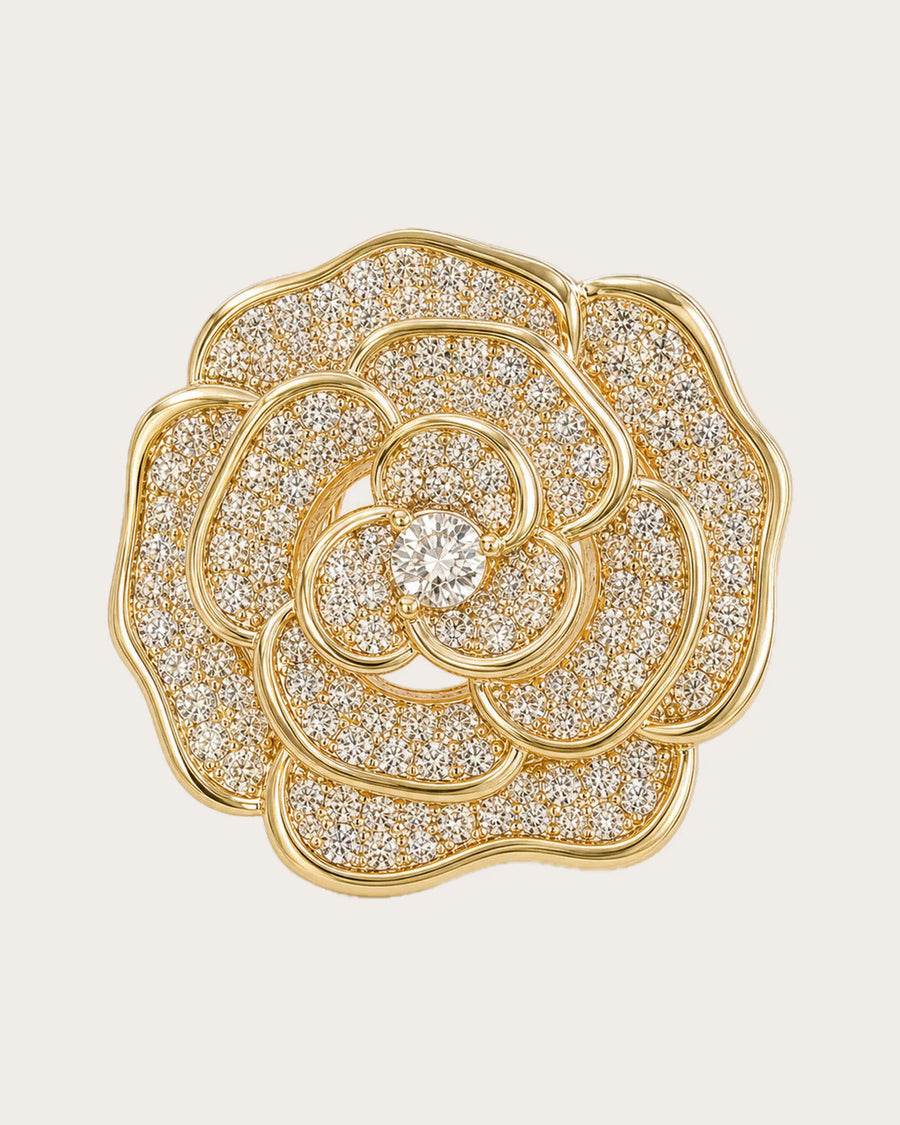 Valo Crystal Camellia Brooch