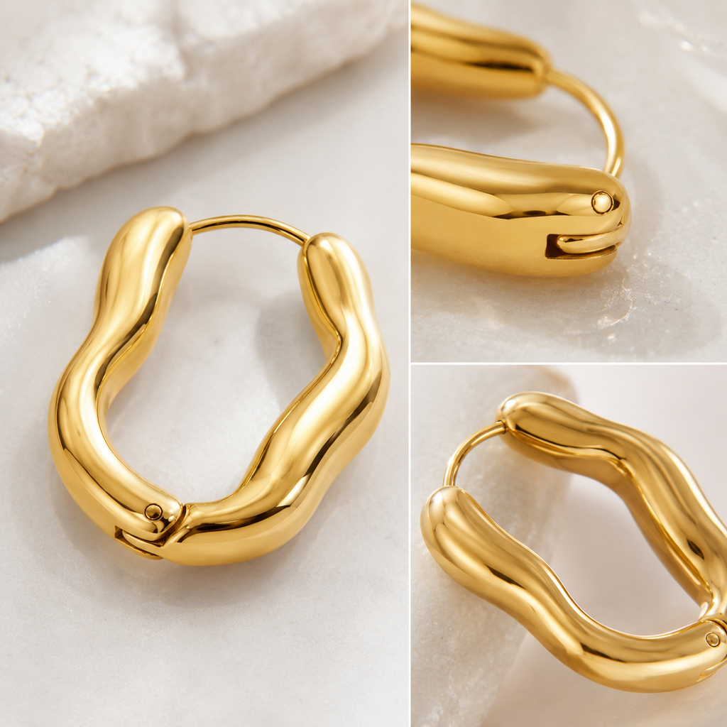 Vela Current Hoop Earrings sculptural curve details