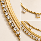 Vesper Line Layered Necklace crystal detail