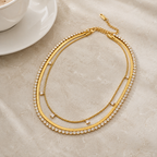 Vesper Line Layered Necklace layered chain display