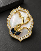 Tuuli Framed Calla Magnetic Brooch, Gold & White, detail close-up