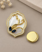 Tuuli Framed Calla Magnetic Brooch, Gold & White with separate magnetic backing