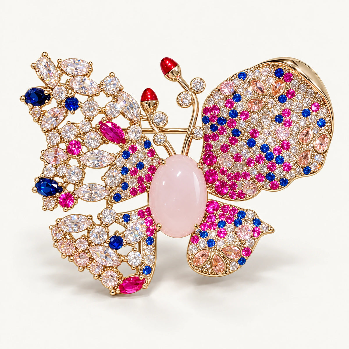 Complete Venla contrast-wing butterfly brooch in Pink.
