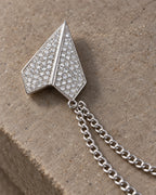 Viesti Paper Plane Lapel Chain Brooch in silver-tone finish; motif and chain detail