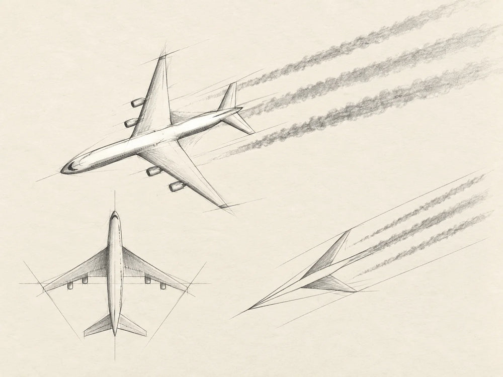 An axis and two angled wings
