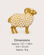 Vilja Imitation Pearl Ram Brooch dimensions: Approx. 1.57 × 1.38 in (4.0 × 3.5 cm)