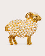Vilja Imitation Pearl Ram Brooch, front view