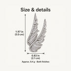 Vinga size guide: approximately 1.97 inches high by 0.83 inches wide (5.0 by 2.1 cm); 8.4 grams. Both finishes share these measurements.