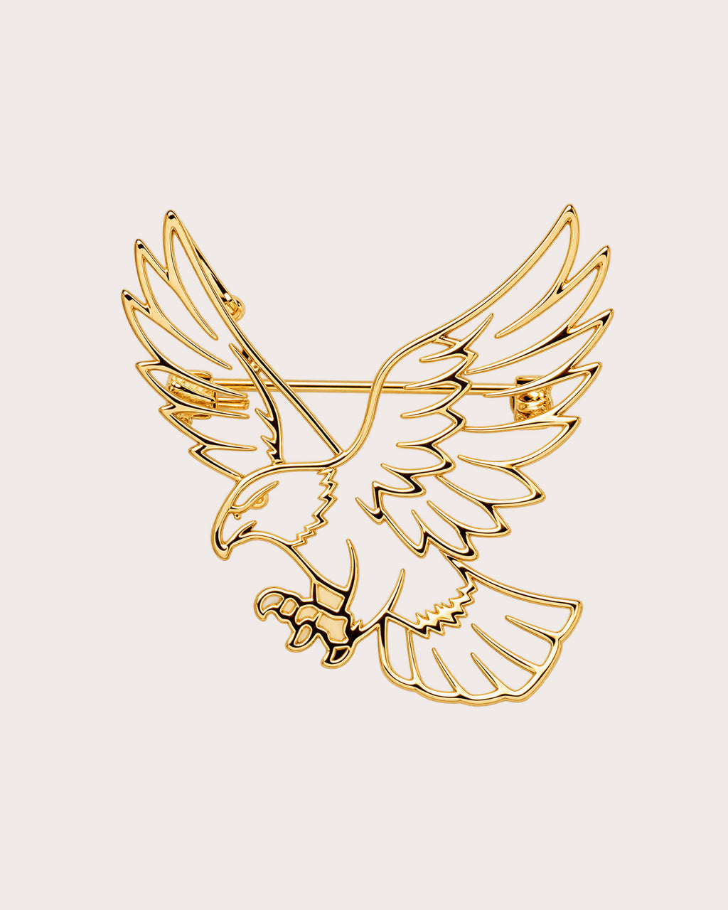 Vinge gold-plated openwork eagle brooch with raised wings and a fan-shaped tail