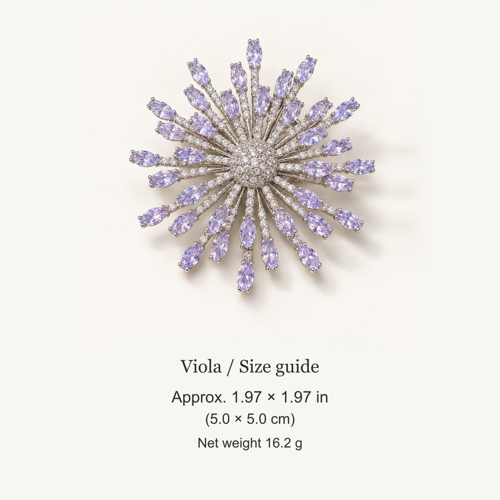 Viola dimensions: approximately 1.97 × 1.97 in (5.0 × 5.0 cm), net weight 16.2 g