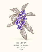 Violetta Purple Flower Cluster Brooch — verified dimensions guide