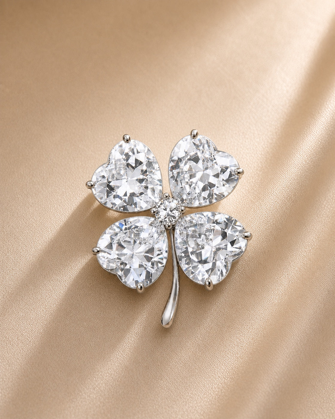 Crystal Clear Lykke Clover Brooch